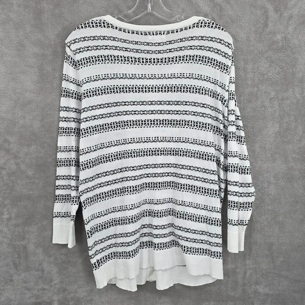 Merona Cardigan Sweater Bundle XXL Black White Grey Stripe Bling Button Up Knit